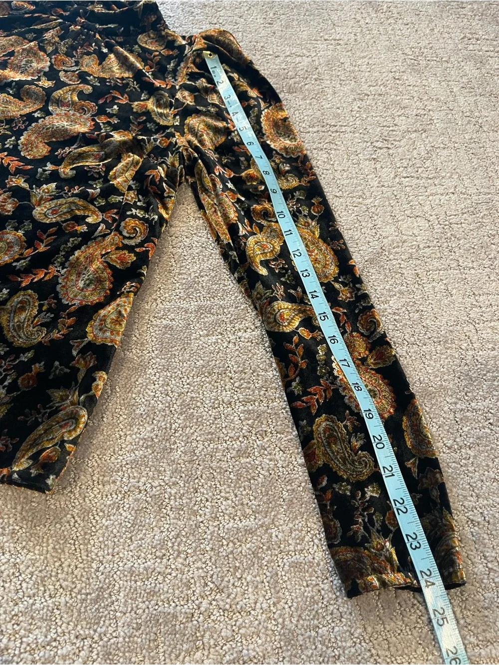 Boden Brown & Black Velvet Paisley Puff, Long Sleeve Top, Mock Neck, US Size 4